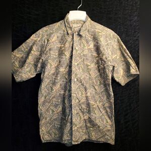 Vtg Woolrich Palm Tree Leaves Print tropical Shirt Medium.